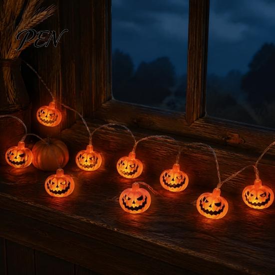 Battery Operated LED Lights Halloween String Lights, 10/20 Spooky Pumpkin Ghost Fairy Light, Portable Props for Indoor Outdoor Home Yard Patio