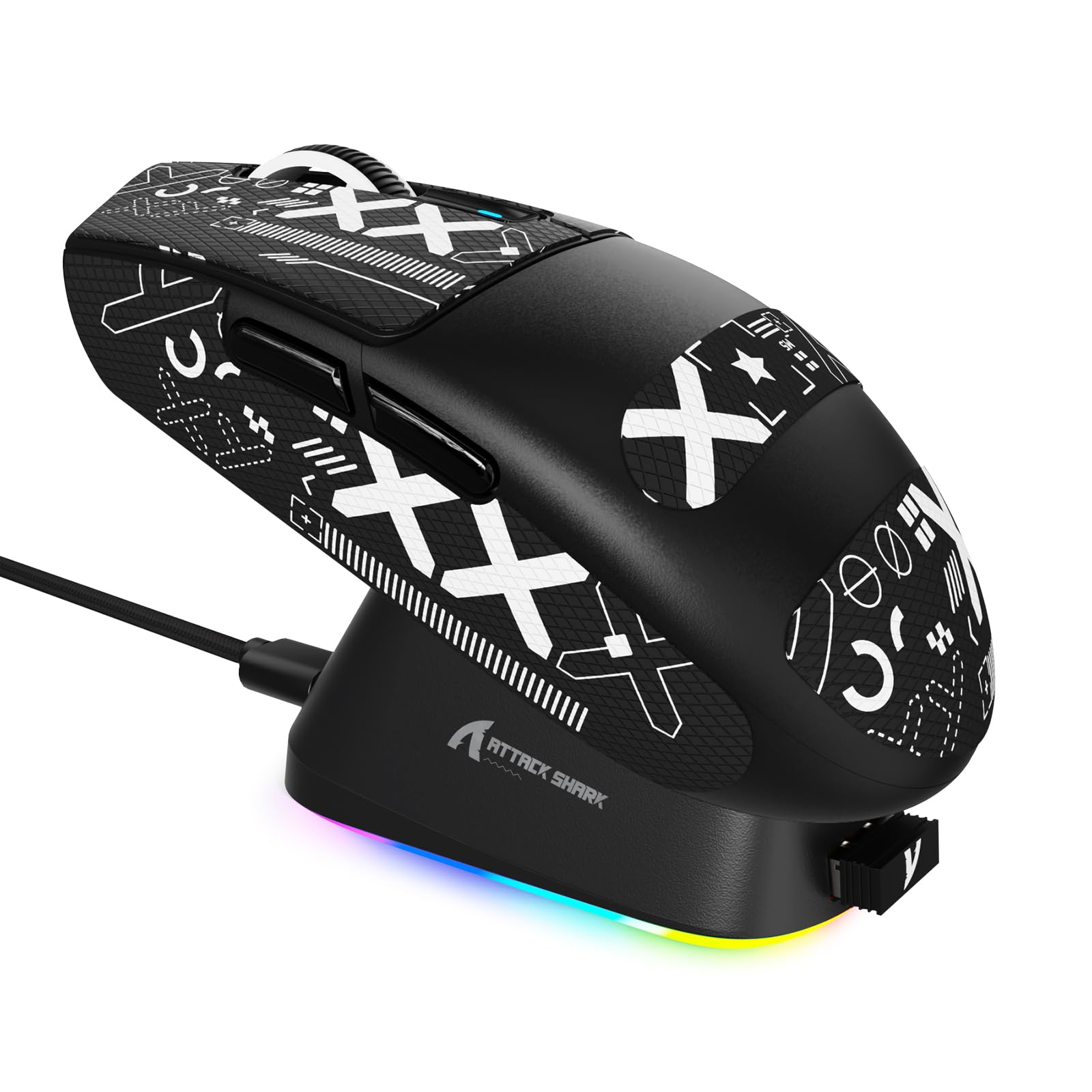 

MAMBASNAKE x ATTACK SHARK G3PRO Gaming Wireless with Magnetic Charging RGB Charging Wireless Wired Gaming 3 Comfortable in the 500mAh For Sticker чорний