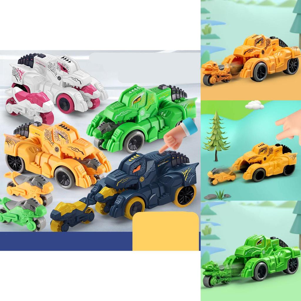 New Dinosaur Tank Inertia Glide Ejection Car Simulation Shape Boy Girl Parent-child Interactive Educational Toy White