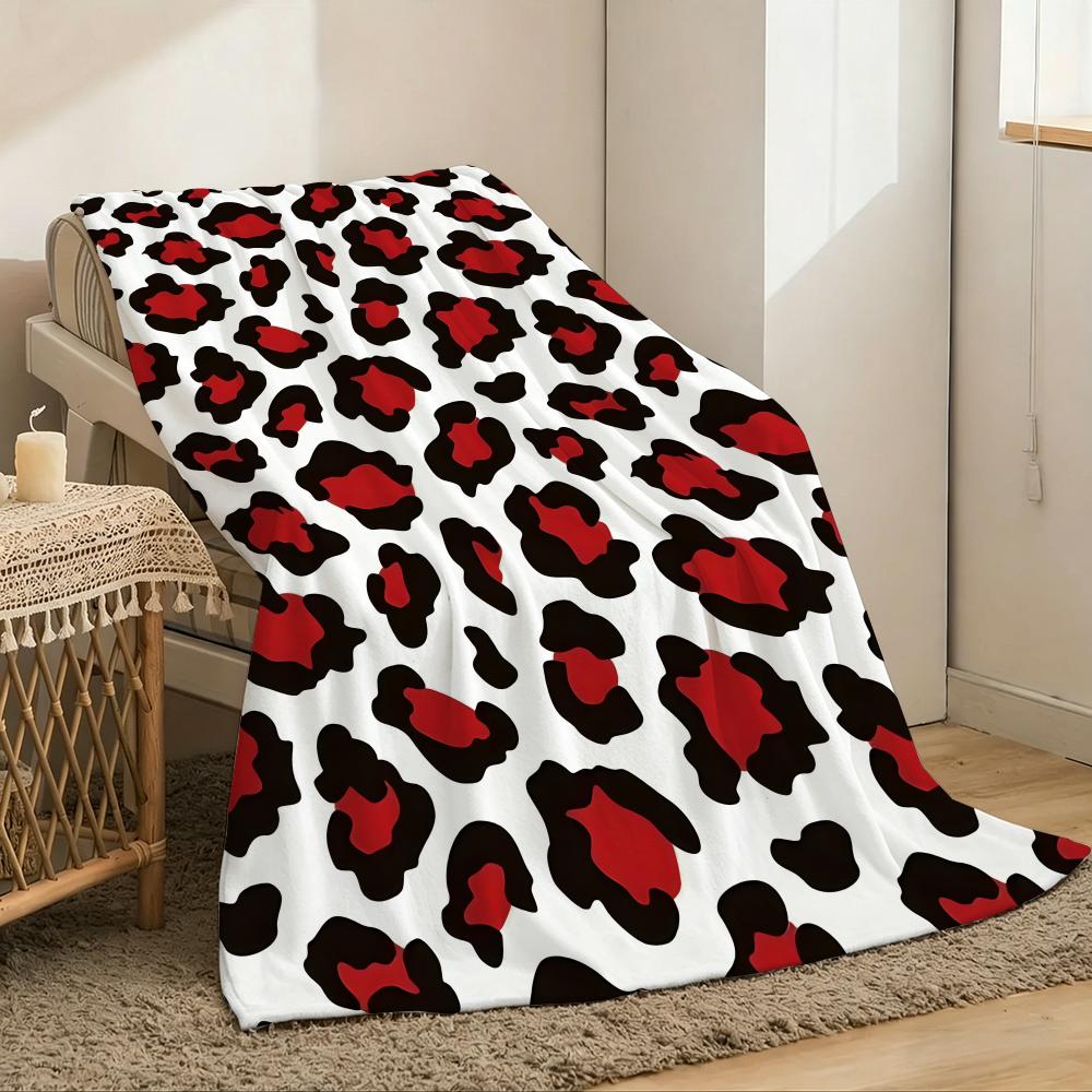 Leopard Print Throw Lightweight 240g Flannel Blanket Soft Skin-friendly for Summer Cooling