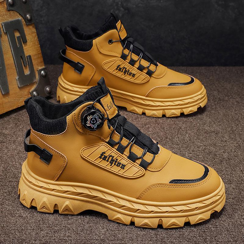 Pánské boty na podzim a zimu nové boty s vysokým svrškem pánské retro boty v britském stylu pánské boty Martin s tlustou podrážkou pánské