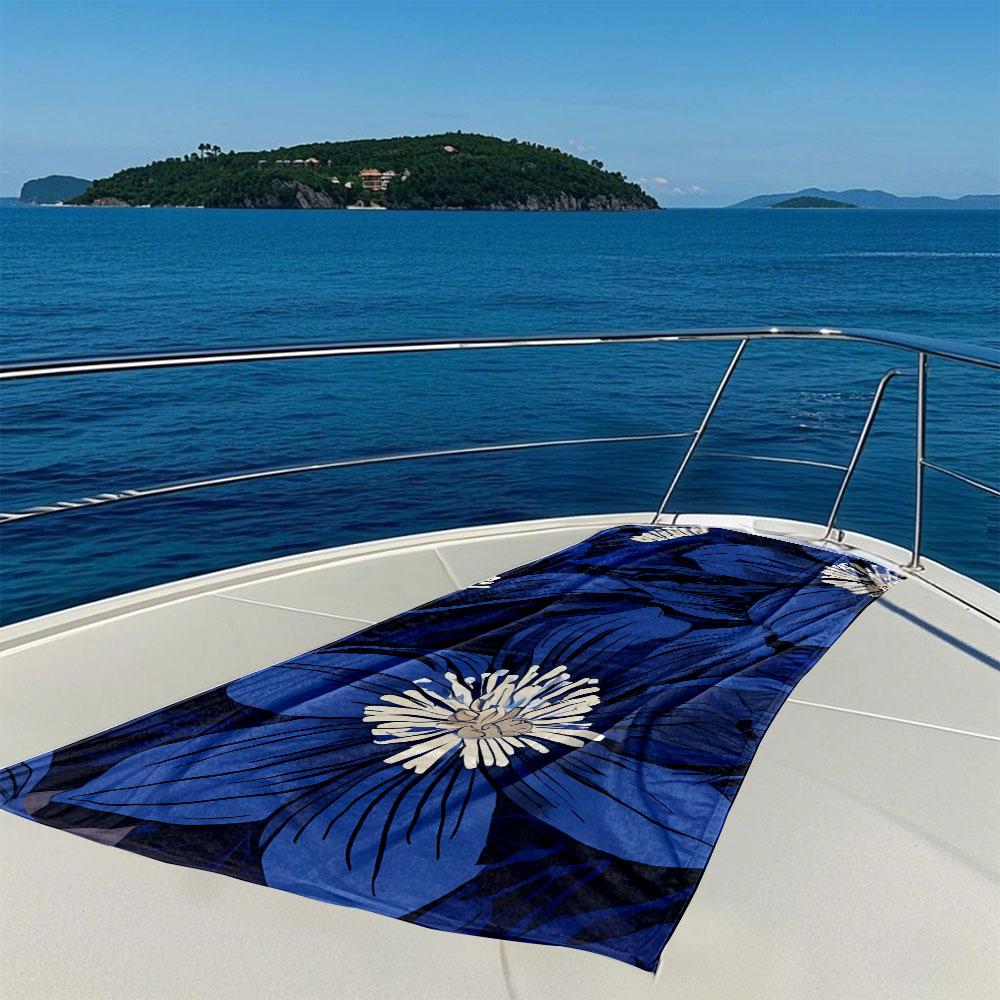Blue and Petals Quick Drying Bath Towel Microfiber beach towel light weight swimming camping yoga beach out
