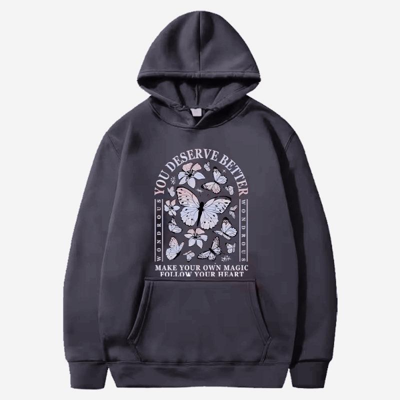 

YOU DESERVE BETTFR Graphic Printed Hooded Women Aesthetic Trendy Hoodies Casual Loose Sweatshirt Harajuku Unisex Streetwear 3XL