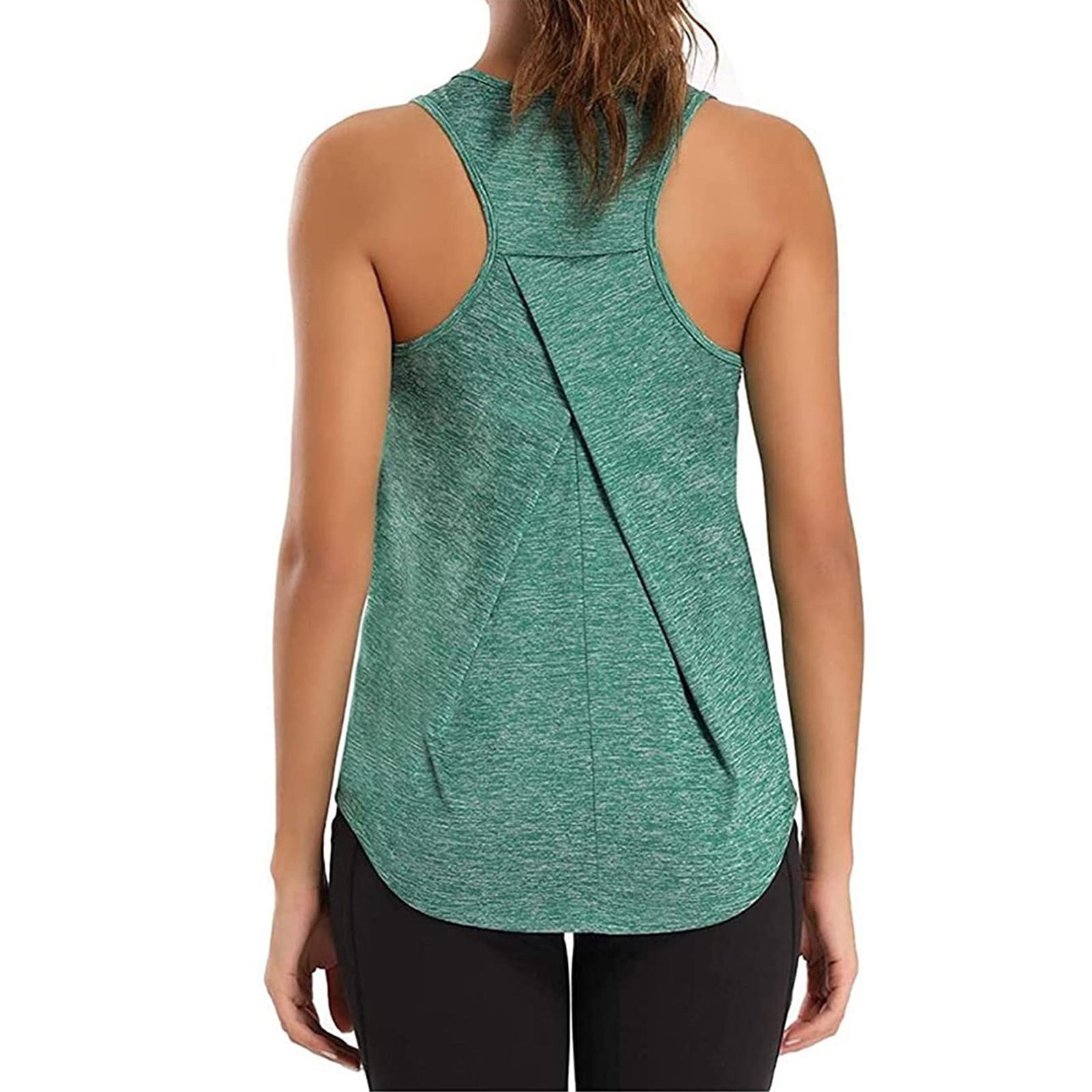 

Модный женский однотонный свободный и дышащий спортивный жилет без рукавов с круглым вырезом L зелёный