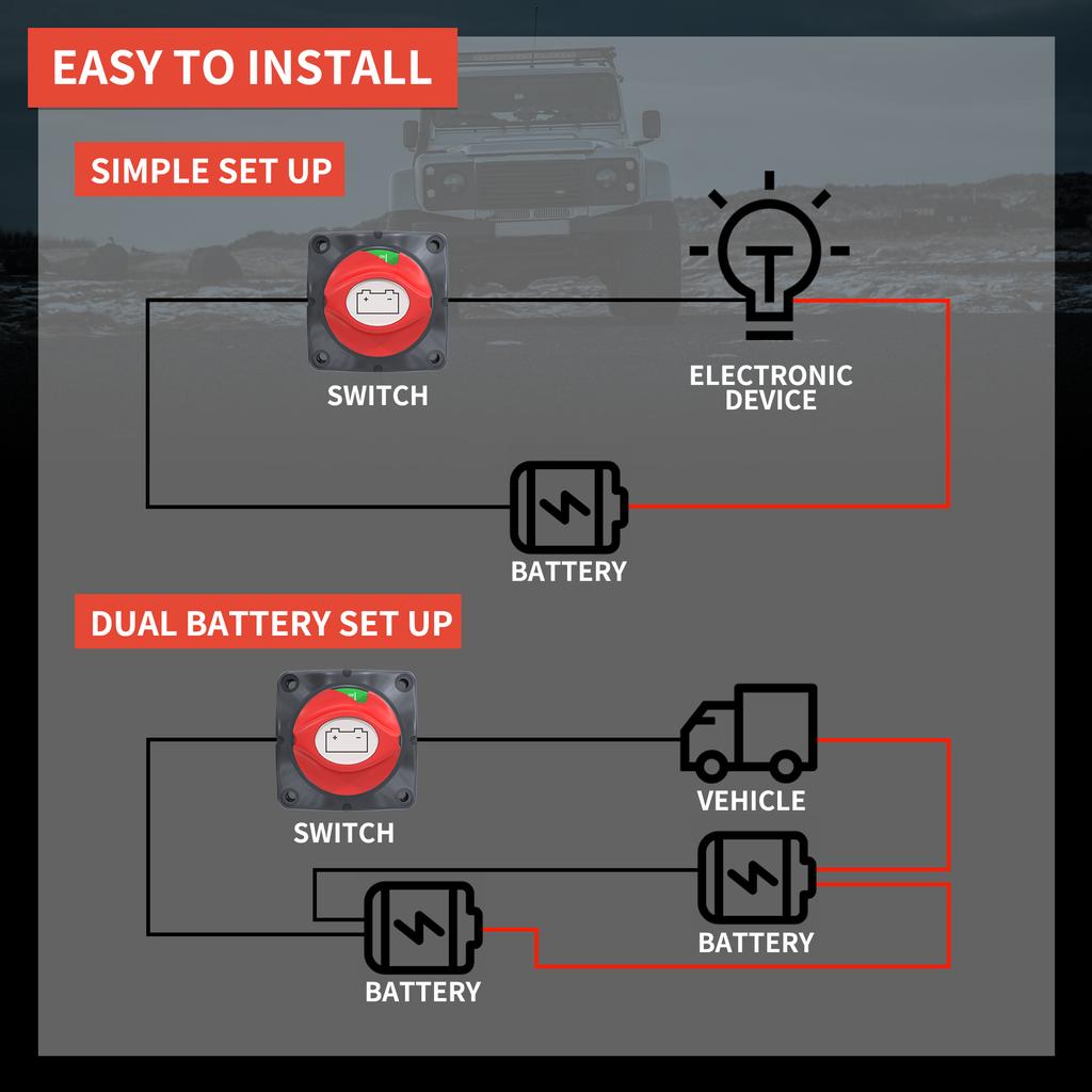 Întrerupător Baterie Auto DaierTek 48V 24V 12V Deconectare 2 Poziții 2 Pini M10 275A Întrerupător Conexiune Baterie Pentru Barcă Marină