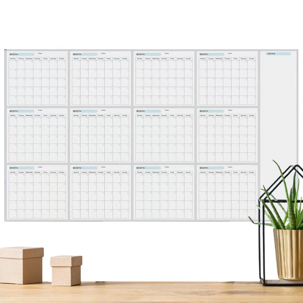 Dry Erase Wall Calendar Erasable Yearly Planner Calendar Giant Erasable Wall Calendar Blank Undated Yearly Calendar for Planning