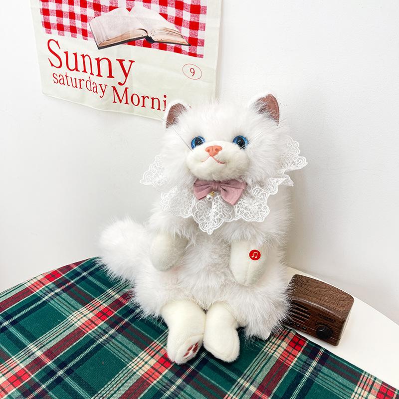 Ragdoll Cat Backpack Simulation Cat Doll Bag Sounding Kitten Doll Plush Toy Children and Girls Gift