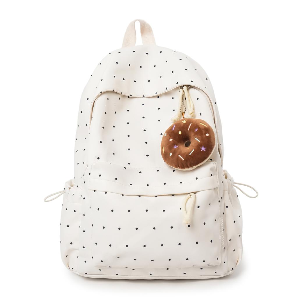 Schoolbag Japanese Ins New Fresh, Sweet and Cute Polka Dot Backpack for Junior High School Students, Lightweight and Versatile Backpack