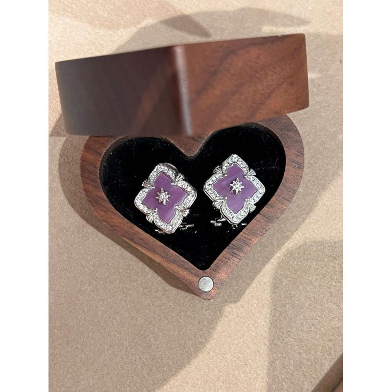 Italien Buchi Vintage Hof Violett Set Kleeblatt Armband Halskette Ohrringe Hohes Temperament