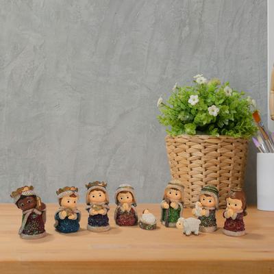 Christmas Nativity Scene Figurine Set Resin Figures Miniatures Religious Decor Manger