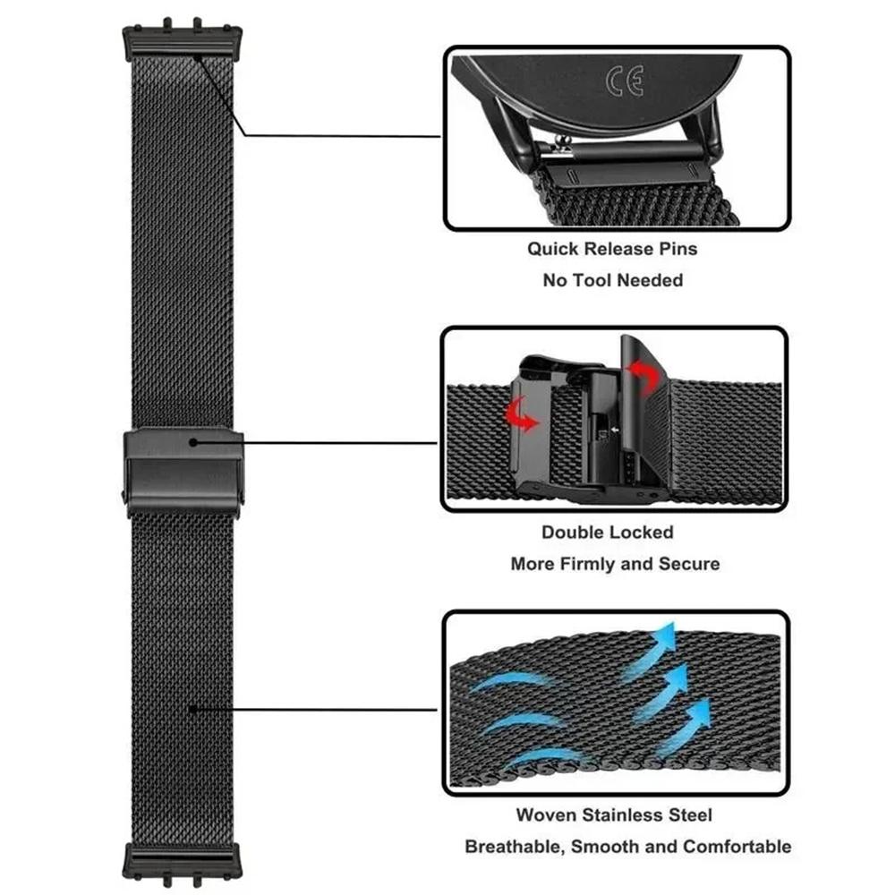 For Samsung Galaxy Fit3 Watch Band Milanese Loop Stainless Steel Adjustable Wrist Strap with Clasp