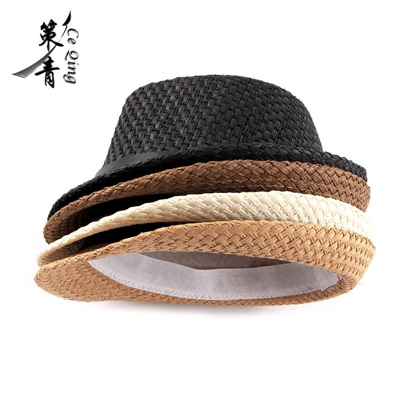 Jazz hat fashionable simple sun hat women's summer sun protection breathable straw hat top hat men's straw hat