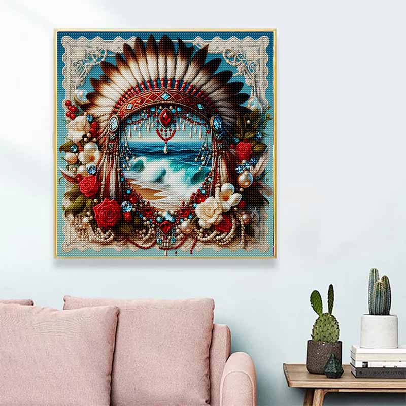 New Arrival 5D DIY Full Circle Diamond Painting "Ethnic Avatar Frame" Embroidery Cross Stitch Home Decor Gift
