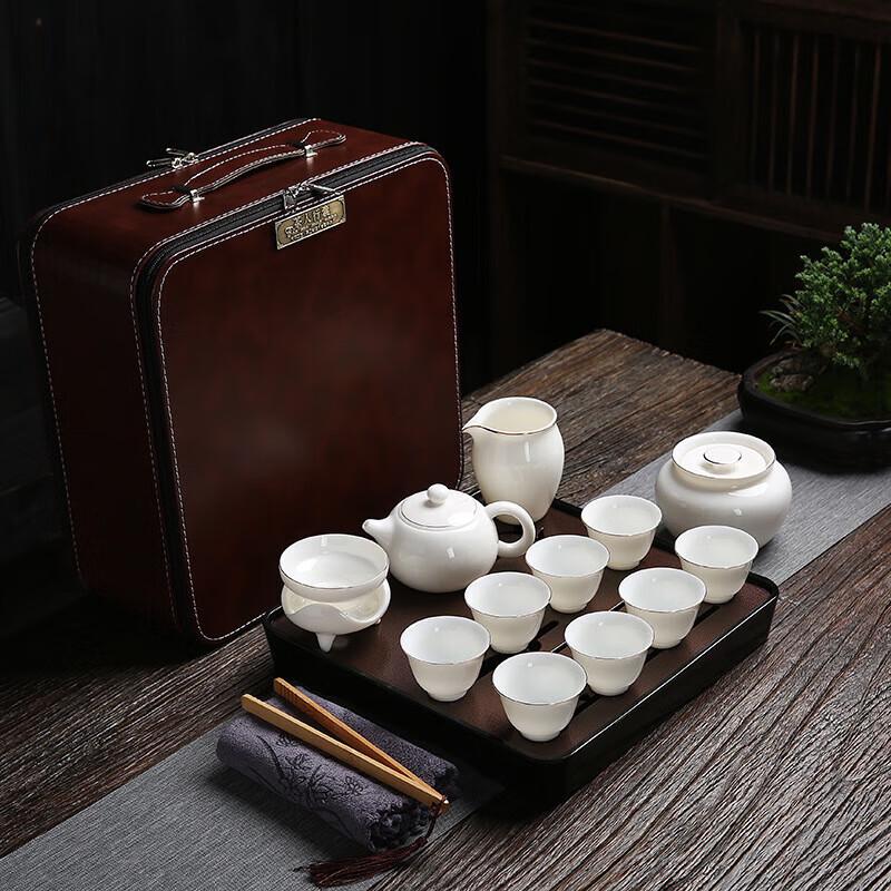Mutton-fat Jade Porcelain Travel Tea Set