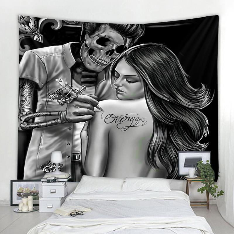 

Декоративный гобелен для дома, спальни, настенный тканевый гобелен, фон, фреска, череп, локомотив, красивый гобелен с принтом 100x75cm