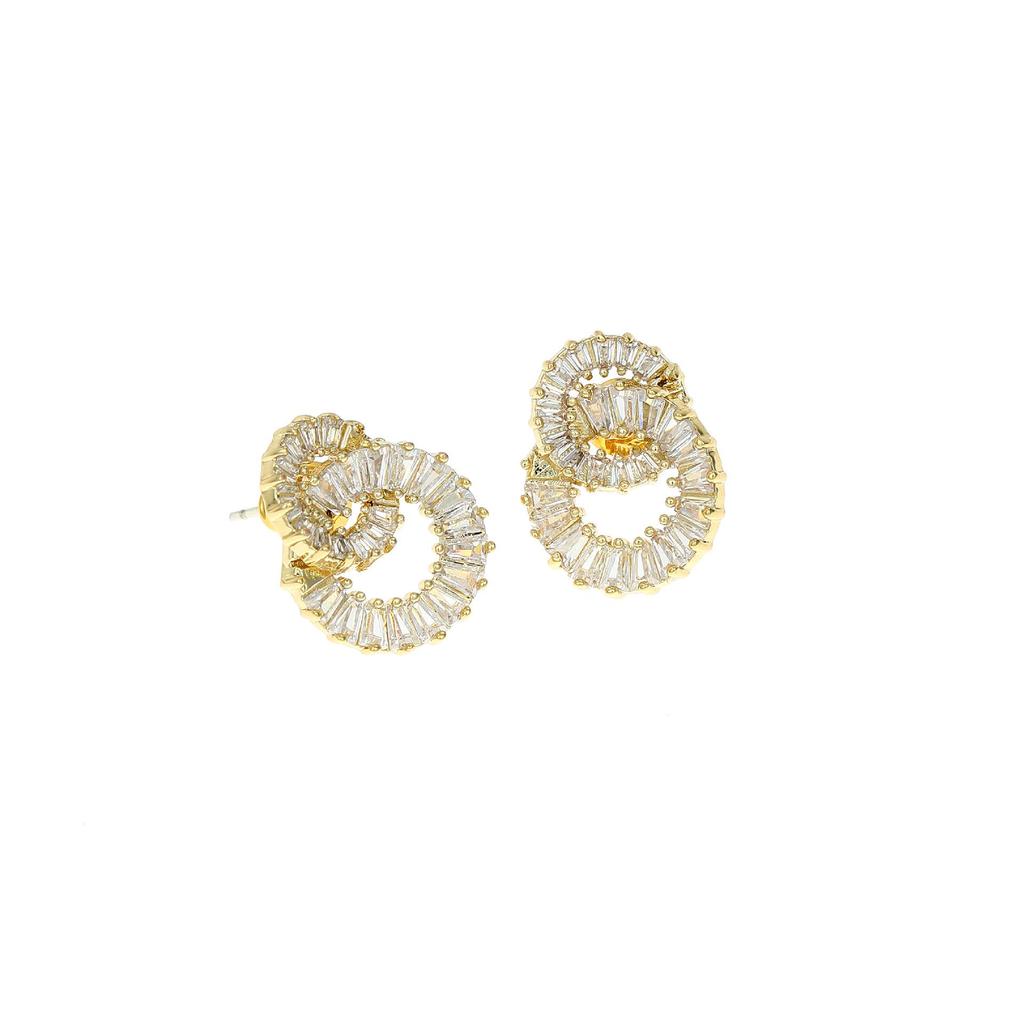 Exquisite Luxury Geometric Stud Earrings with Zircon Rhinestones for Women