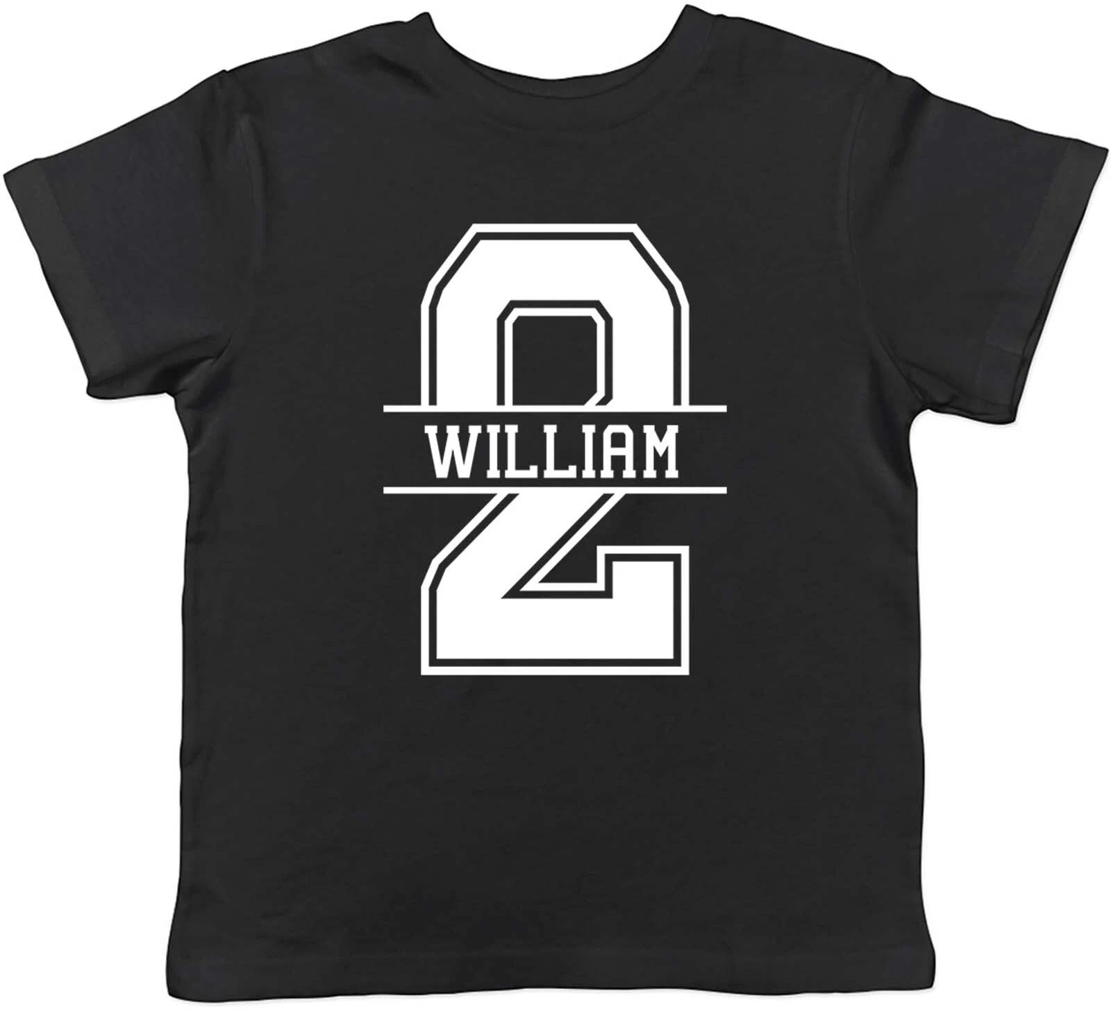Personalised Name With Number 2 Childrens Kids T-Shirt Boys Girls Gift 160