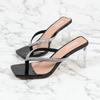 2025 New All-Match Open-Toed Diamond Flip-Flops Comfortable Soft Soles Thick High Heels For Women