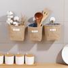 3 PCS Mini Hanging Storage Bag Cotton Linen Small Storage Basket Wall Hanging Storage Pouch Foldable Storage Box Family Organizer Decorative Bag