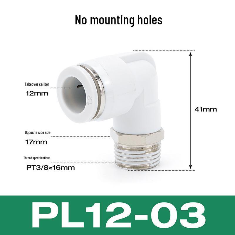 Premium White Male Thread Elbow PL8-02 Pneumatic Connector, 4-M5/6-01/10-03/12-04 Air Tube