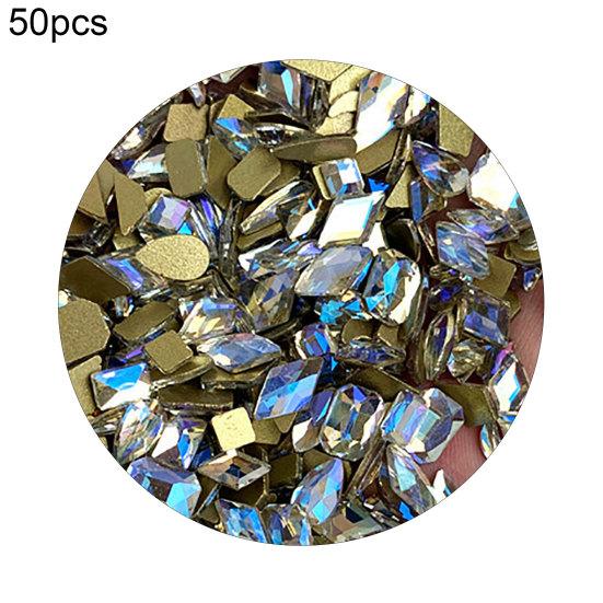 50Pcs/Bag Nail Art Rhinestone 3D Geometric Shaped Nails Decorations Glitter Manicure Accessories