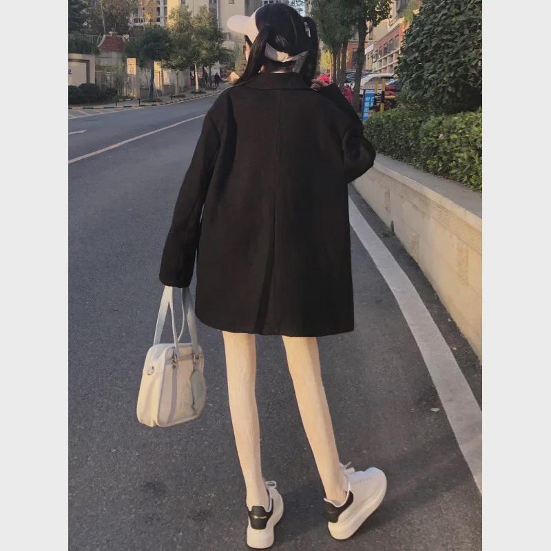 2022 Mid-Length Woolen Duffle Coat for Female Students, Japanese Style, Autumn/Winter