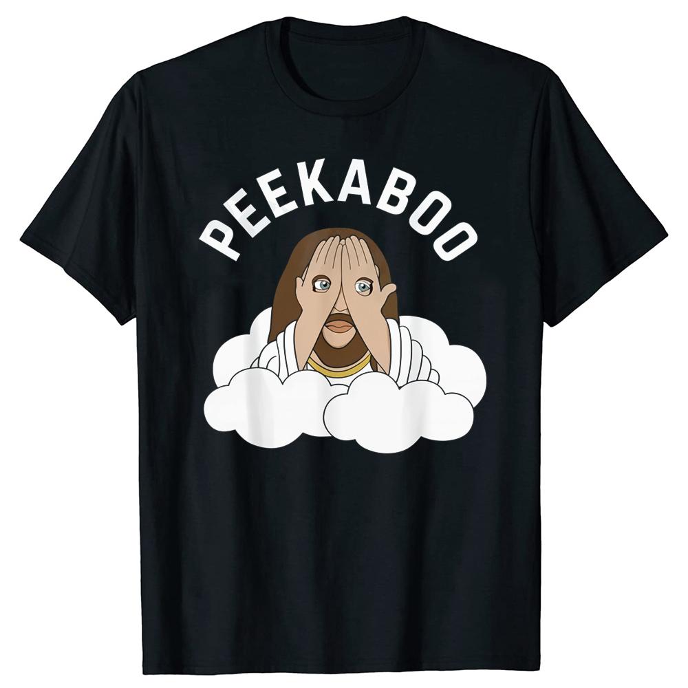 

Peekaboo Jesus T-Shirt Y2k Humorous Faith Sarcastic Joke Tee Cute Comics Women Men s Fashion Graphic Apparel Novelty Gift S разноцветный