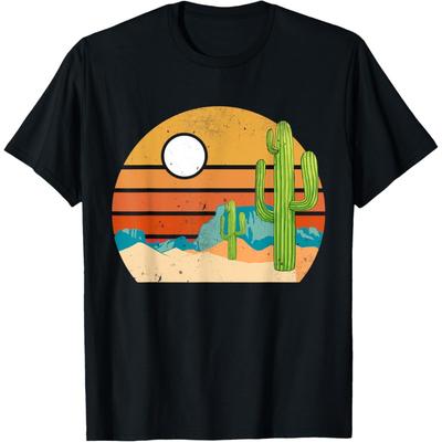 Vintage 80's Desert Cactus Scene Retro Mountains Southwest T-Shirt(1)