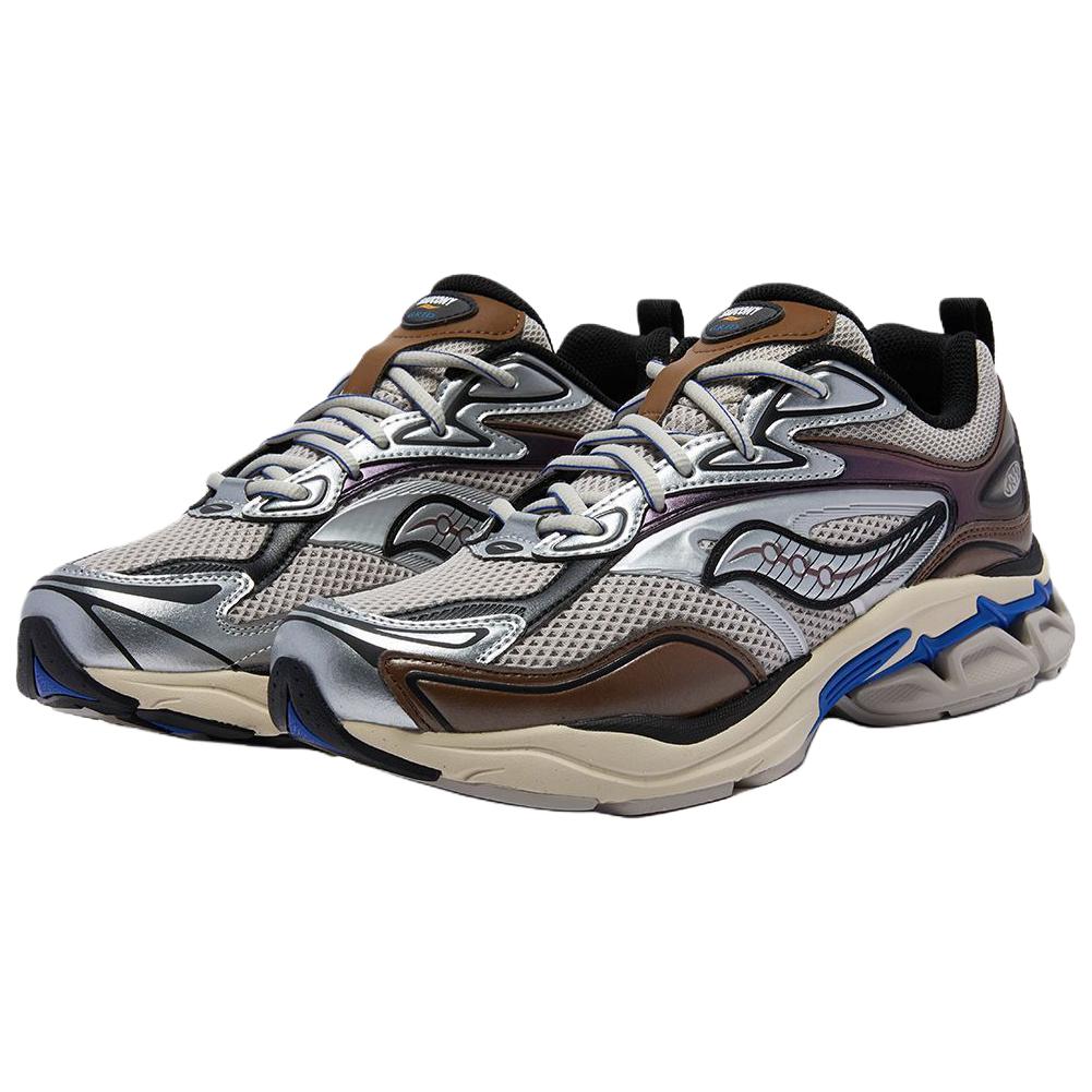 Saucony Grid Fusion Comfortable Versatile Colorful Metallic Low-Top Running Shoes Unisex Running Shoes Gray Silver S79063-9