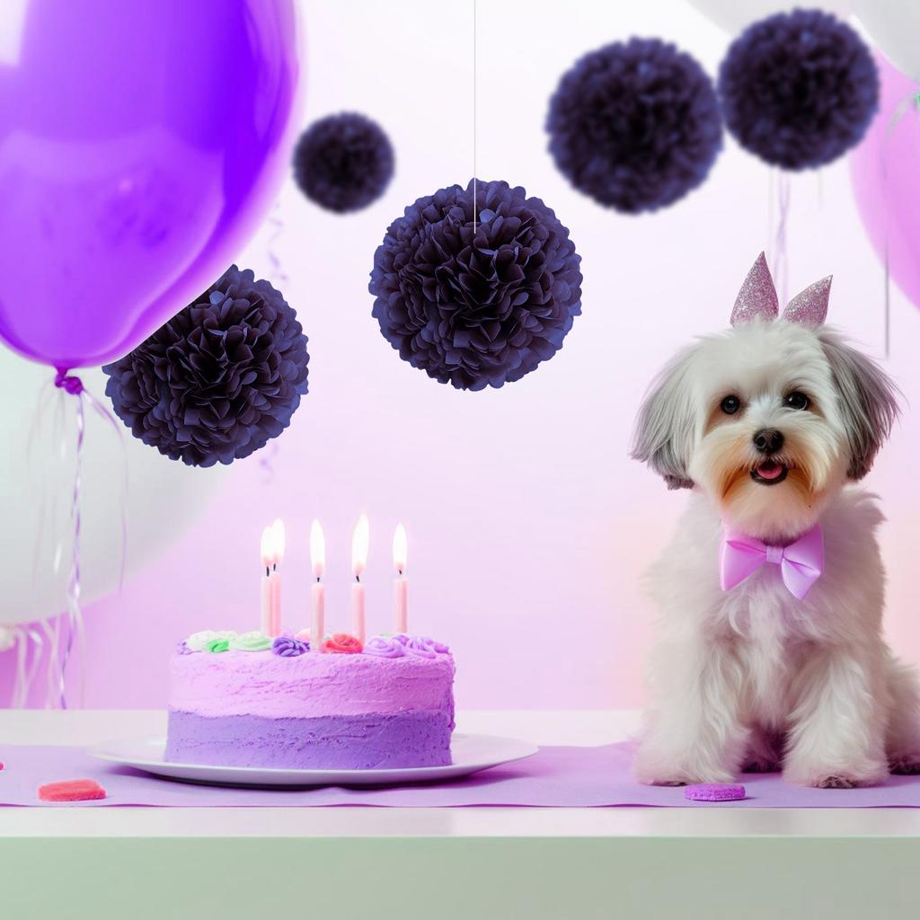 7.8inch Purple Pom Pom Paper For Birthday Party Flower Balls Paper Hanging