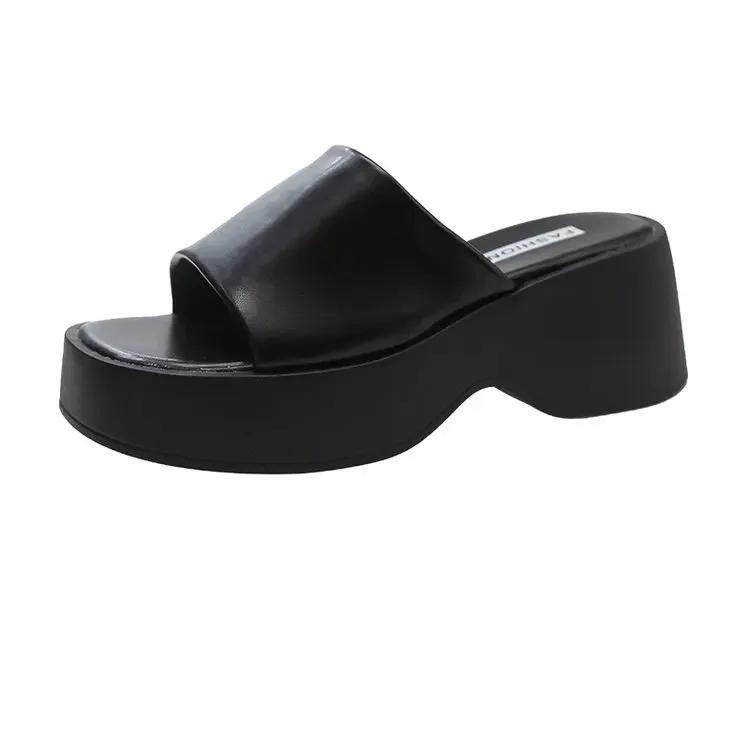 Sandali Zeppa Donna   Coreani Scarpe Zeppa Tacchi Alti Donna Fondo Spesso Zoccoli Estivi Casual Pantofole Donna