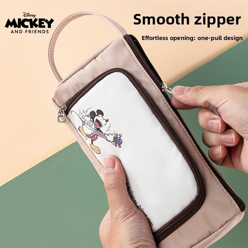 Mickey Mouse Vintage Double Layer Large Capacity Pencil Case With Polyester Storage For Students