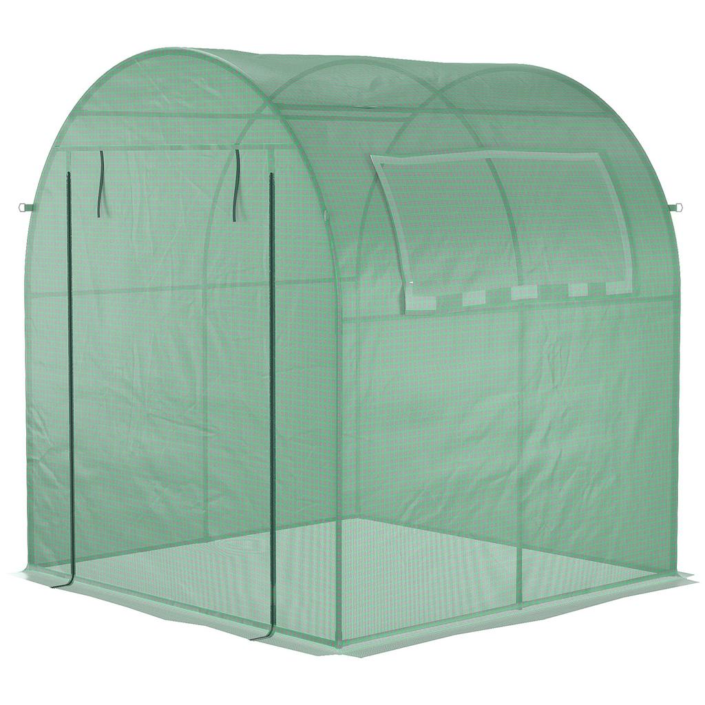 Walk In Polytunnel Greenhouse, Green House for Garden with Roll-up Window and Door, 1.8 X 1.8 X 2 M, Green
