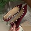 Fashion Pointed Toe Footwear Slip On Flats Shoes For Ladies 2025 New Summer Spring Female Shallow Flock Women Flats With Rivet Shoes