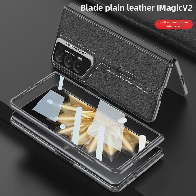 Huawei Honor Magic V2 Leather Folding Phone Case with Precision Lens Cutout