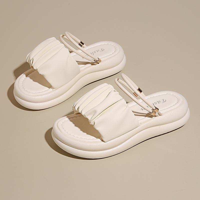Stepping on shit sandals female summer new fairy with skirt thick-soled two wear sandals soft-soled beach half slippers