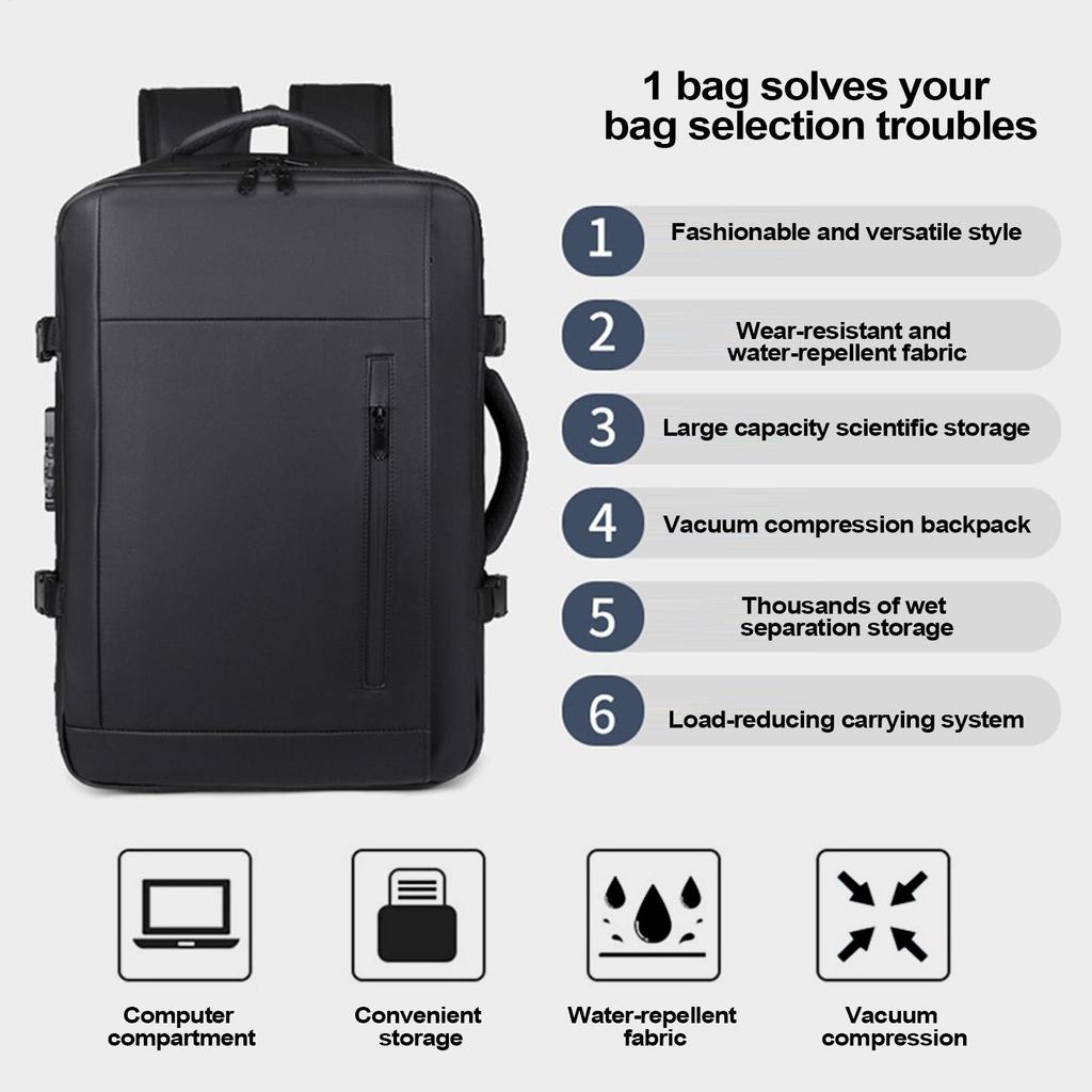Vacuum Travel Bags Expandable Vacpack Backpack Expandable Travel Backpack with Lock Vacuum Compression Sealing Daypack