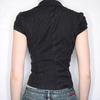 American Hot Girl Style Deep V Striped Shirt & Waist-Cinched Cardigan Suit
