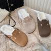 Fashion Ladies Shoes Fashion Closed Toe Women Slippers Autumn Plush Fleece for Warmth Solid Flat Casual Comfortable Large Size Slippers