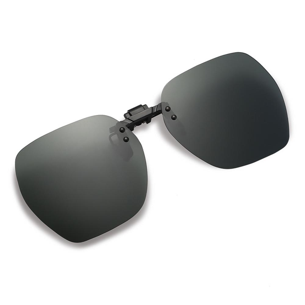 Polarized Sunglasses Clip Rimless Square Flip Up Glasses For Men Women Night Vision Clip On Eyeglasses Travel Driving Goggles