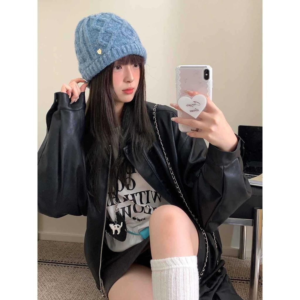 Korean simple twist wool hat women's winter cold protection warm knitted hat big head circumference ear protection hat shows small face