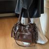 Trending Drawstring Backpack Multi-pocket Leather Bag Stylish Shoulder Bag for Women
