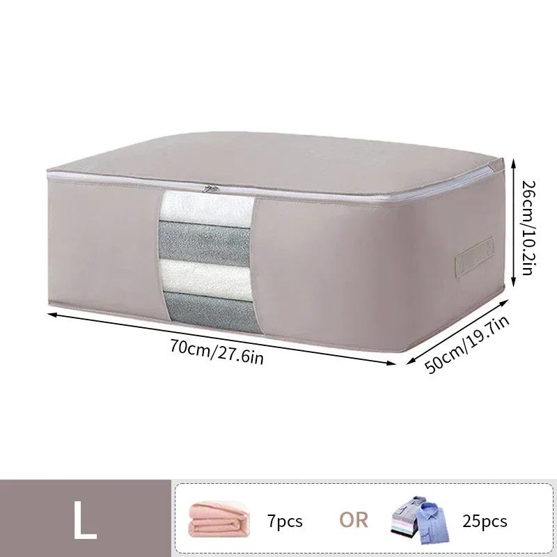 Foldable Clothes Storage Bag Visual Quilt Organize Cases with Handle Home Pillow Blanket Organizer Wardrobe Sorting Storage Box
