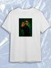 TeeSensation White Crew Neck Short Sleeve T-Shirt with Neo Matrix Stopping Bullets Green Code Vertical Art Print