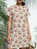 Women's Short-Sleeve T-Shirt Dress with Cherry Heart Flutter Print - Round Neck Casual -Line Dress Suitable for Daily Wear. Birthday Outfits. Spring S