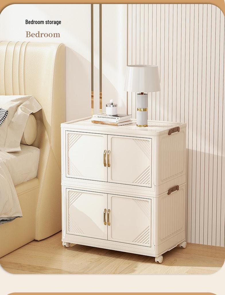 Multi-Layer Double-Door Plastic Storage Cabinet: Shoe, Toy, & Snack Organizer for Living Room