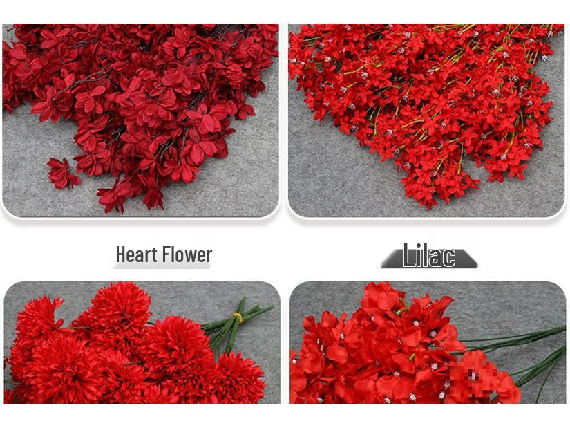 10-Piece Burgundy Floral Décor Set: Red-Toned Artificial Flowers, Mat, Aisle Runner, Wedding Decoration
