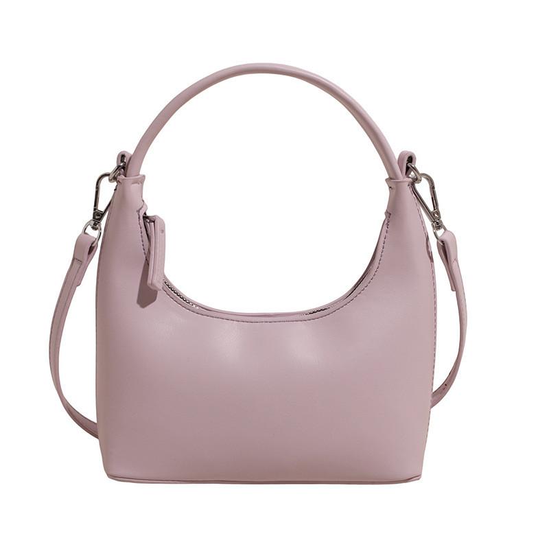 Pu Moon Shape Handbag For Women Summer Casual Fashion Purse With Zipper Closure