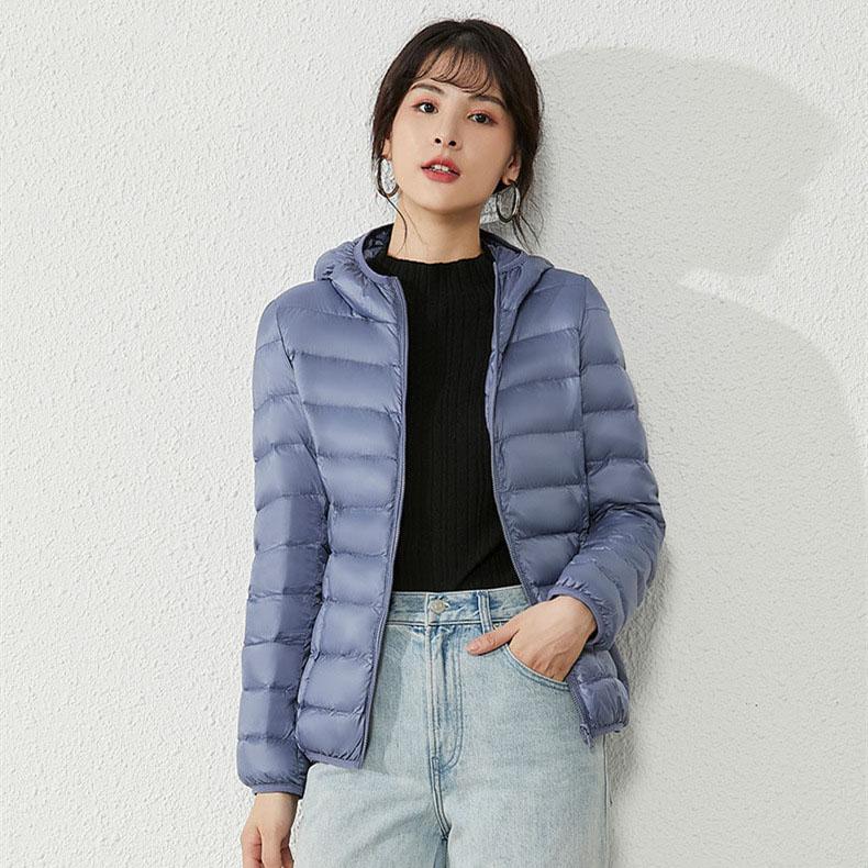 Down Jacket Women's Lightweight Short Hooded Autumn Winter White Duck Down Warm Women's Jacket