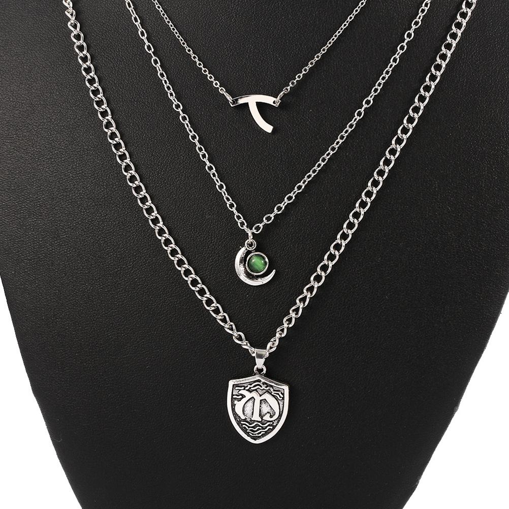 3-lagige Halskette für Damen Familienanhänger Halskette Mehrlagige Halskette Cosplay Schmuck Schlüsselbein